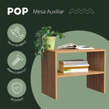 Mesa Auxiliar | Mesa Minimalista para Sala y Recámara | Mesita de Noche, Lateral o Centro de Mesa | Multiusos y Moderna | Hecho en México | Decoracion Hogar (Café, Pop) - Cafetería - Ver 3