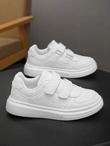 Teens' Low-Top Casual Sneakers, Wear-Resistant Thick Sole, Soft & Comfortable Lining, Hook And Loop Closure, Spring/Autumn