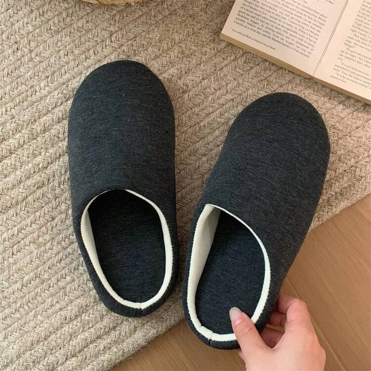 1 đôi dép đi trong nhà unisex màu trơn, đế mềm mại, thiết kế tối giản cổ điển, thoáng khí, thoải mái, kiểu dáng kín mũi, phù hợp cho mọi mùa. - Màu xám đậm đặc - Xem 8