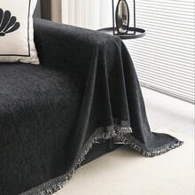 Waterproof Sofa Cover, Sofa Couch Slipcover With Tassels, Durable Washable Universal Furniture Cover Non-Slip Sofa Couch Cover Blanket Sofa Cover Blanket Sofa Throw Blanket Furniture Protector For Bedroom Office Living Room Home Decor - 黑色 - 查看 6