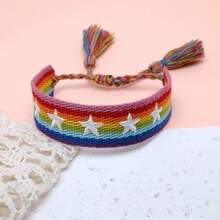 1pc Star Decor Handmade Braided Bracelet, Creative Embroidery Design, Suitable For Party, Beach, Travel, Gift For Friends, Family, Classmates - Colorful - View 2
