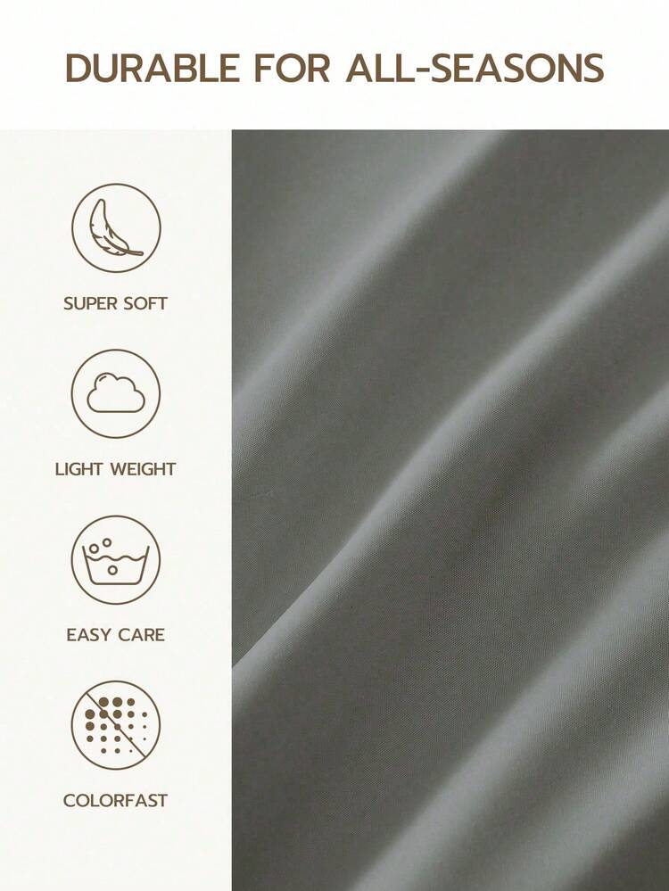 1件套纯色床垫罩套装，含床笠和床垫保护套，适用于9-12英寸厚床垫，防缩水、防褪色、防皱，舒适柔软，轻便，四季皆宜，适用于家庭和宿舍，T/F/Q/K尺寸齐全，通过OEKO-TEX认证，灰色 - 灰色 - 查看 4