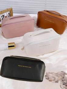 1pc Large Capacity Multi-Layer Compartment PU Waterproof Zipper Makeup Bag, Handheld Large Capacity PU Waterproof Makeup Case, Detachable Multi-Layer Makeup Organizer, Detachable Makeup Brush Bag, Portable Travel Lipstick Storage Bag, Toiletry Bag, Cosmetics & Skincare Storage Organizer, Suitable For Travel - Multicolor - View 8