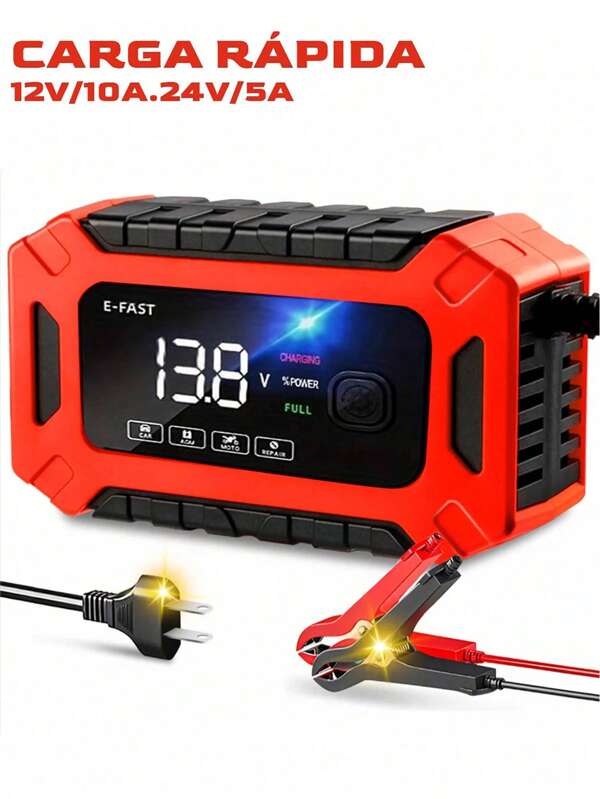 Cargador De Baterias Inteligente Para Auto,Moto 12V/6A ,para automóvil y motocicleta, cargador de baterías de reparación por pulsos, pantalla digital LED inteligente., cargador de coche inteligente, batería de coche, mantenedor de batería,para baterías de plomo-ácido,para Automóviles, Camiones y Motocicletas