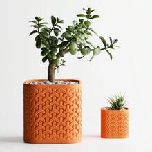 ORIZZONTE Vaso Decorativo con Motivo Geometrico – Disponibile in Due Misure – Ideale per Arredo Casa, Centrotavola o Porta Fiori, 100% Made in Italy, Spedizione dall'Italia - Arancione - Visualizzare 3