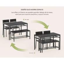 4-Piece Dining Table Set With Bench Kitchen Table And 2 Chairs For 4 People With Bench For Small Space, Apartment - Black - View 7