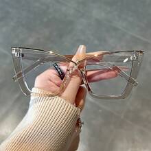 Vintage Cat Eye Transparent Lens Computer Glasses Jelly Color Frame For Women - Fashion Glasses Eye Protection - quả cam - Xem 9