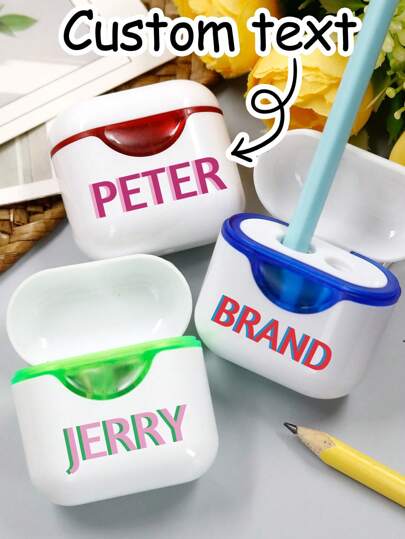 Apontador de lápis com nome personalizado, Apontador de lápis personalizado para crianças, Apontador de lápis de cabeça dupla manual personalizado, Sacolas de lápis personalizáveis, Apontador de lápis fofo, Material de volta às aulas, Itens essenciais para a faculdade, Presentes de aniversário, Portátil, Dia dos professores, Mãos sedosas e sem sujeira, Estudantes, Decoração