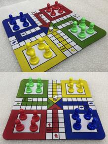 1 Set Ludo Travel Game Set New 9.5" Folding Rubber Board With 16 Chess Pieces 1 Dice For Classic Portable Strategy Play Family Ludo Learning Game