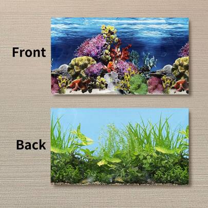 1pc Aquarium Background Paper, Double-Sided Aquarium Decor Background, Fish Tank Landscape Wallpaper, High-Definition Underwater Plants And Fish Pattern, Aquarium Decor Landscape Poster Sticker, Suitable For Fish Tank, Home Decor Background