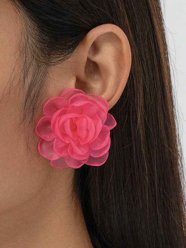 1 par de pendientes elegantes y románticos con estampado de rosa, regalo para mujeres