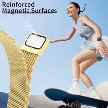 Gold Apple Watch Band, Slim Milanese Loop Compatible With Apple Watch 38mm 40mm 41mm 42mm 44mm 45mm 46mm 49mm, Glitter Gold Slim Bracelet Band For Women, Gold Apple Watch Covers For Women Watches, 2 In 1 Apple Watch Case With With Built-In Screen Protector, New Design Ultra Thin Straight Edge Hard PC Full Body Protective Cover For Apple Watch, 2pcs Watch Accessories For Apple Watch Series 10 9 8 7 6 5 4 3 2 1 Ultra SE