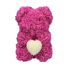1 pieza Oso de flor de rosa artificial eterna - Oso de rosa con corazón de perlas para regalo de Navidad/Día de San Valentín/Día de la Madre (sin caja), Día de San Valentín, Regalo
