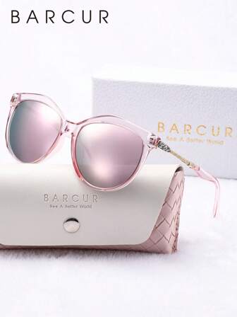 BARCUR BARCUR Polaried Cat Eye 1pc Sunglasses Round Fashion Ultra Light Anti Slip Sunglasses, Gift Box Packaging,Best Choice For Gift Giving, Multiple Colors To Choose From For Outfits - Suitable For Outdoor, Party, Beach, Camping Woman Sunglasses