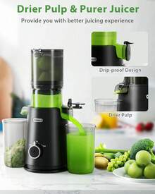 Juicer | 4.35" Wide Mouth | Whole Fruit No Cut | Slow Press Tech | Higher Juice Yield | Easy Clean Brush | Perfect For Morning Drinks #KitchenUpgrade - US A Type Plug(110-127V) - View 7