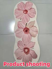1pc Pink 3-Flower Bedside Carpet, Soft & Comfortable Rug, Asymmetrical Size With 1-5cm Cutting Tolerance, Suitable For Living Room, Bedroom, Entryway, Kitchen, Bathroom, Gaming Room, Study, Plush, Fluffy, Autumn/Winter, Thick/Furry