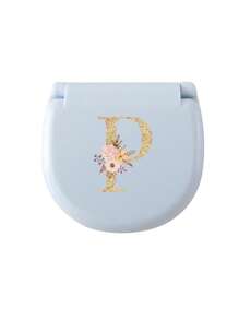 1个蓝色缝纫工具盒，金色三花字母图案，金色A-Z字母图案，缝纫初学者完美礼物：1套便携式迷你缝纫工具包 - 可折叠，DIY缝纫用品和配件，适合旅行者和应急衣物收纳，迷你针盒，便携式小型针包，缝纫工具组合套装，适合酒店、宿舍、学校必备