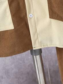 2pcs Boys' Colorblock Corduroy Casual Set, Autumn