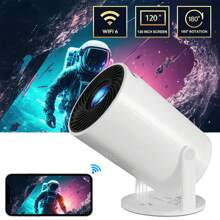 Wireless Projector With Built-In Speaker, WIFI Connection Video Projector, Screen Mirroring, Keystone Correction, Compatible With 1080P, Supports Audio, Image, Video, Suitable For Smartphones, Laptops, Home Theater And Outdoor Camping - White - View 5