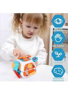 Baby Busy Board Cube Montessori Sensory Toys For Toddler Educational Learning Activities Travel Toy Lock Box Fine Motor Skill( Random Color In Accessories ),Baby Play Gym,Sensory Toddler,Toys For Baby