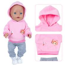 Quần áo búp bê sản phẩm mới Cross Border 16 inch, trang phục cáo xanh và hồng cho búp bê American Girl, áo hoodie hoạt hình cho búp bê nhồi bông trẻ em - Nhiều màu - Xem 6