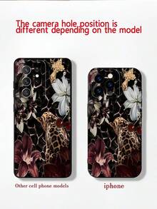 Schwarzer Hintergrund, Leopard, Lilien, Kirschen, Kreuz geeignet für iPhone 16, 15, 14, 13, 12, 11, PRO MAX, X, XS, XR, PLUS, 16E, SE4, MINI sowie Galaxy S22/23/24/25Ultra/EDGE+ - Verschiedenfarbig - Übersicht 4