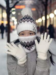 3pcs Women's Korean Style Casual Set: Hat, Scarf, Gloves, Knitted Beanie Hat, Suitable For Autumn/Winter Warmth And Daily Use Winter Accessories Winter Outfits Valentines Gift - Multicolor - View 7