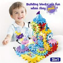 80 件 DIY 多形恐龙旋转积木套装，齿轮连接旋转建筑玩具，生日和圣诞礼物，适合 3 岁及以上儿童 - 均碼 - 查看 6