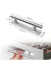 4个不锈钢自粘式橱柜把手，无需钻孔，抽屉拉手，推拉式门把手，易于安装和拆卸，适用于卧室橱柜、衣柜、浴室、门锁、门把手、厨房、浴室 - 彩色 - 查看 4