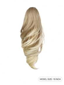 马尾辫接发，18 英寸波浪爪夹接发，适合女性，轻盈蓬松的合成纤维马尾辫假发，自然柔软，易于佩戴 - 彩色 - 查看 9