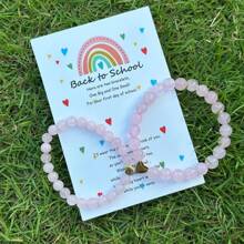 Pulseras de vuelta a la escuela para madre e hija, juego de pulseras a juego con forma de corazón "mamá e hija", regalos para el primer día de escuela