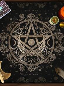 1 Piece, Altar Cloth, Tarot Table Cover, Starry Sky 12 Constellations Love Career Oracle Card Tablecloth, Moon Tarot Tablecloth, Crystal Decoration Divination Witchcraft, Astrology Supplies