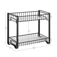 SONGMICS Especiero, Organizado de especias, Estante de metal de 2 pisos para cocina con revestimiento de plástico, Patas antideslizantes, Fácil de montar, para baño, Negro - Negro - Ver 6