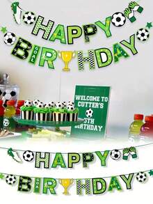 طقم شعار لحفلة عيد ميلاد ذات موضوع كرة القدم، علم ورقي لكأس العالم لل-سوكر، لافتة خلفية احتفالات المهرجان، ديكور عيد الميلاد