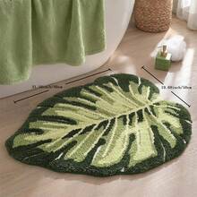 Green Leaf Bath Rug For Bathroom Soft And Absorbent Bath Mat Non-Slip Fuzzy Floor Rug For Home - 綠色 - 查看 10