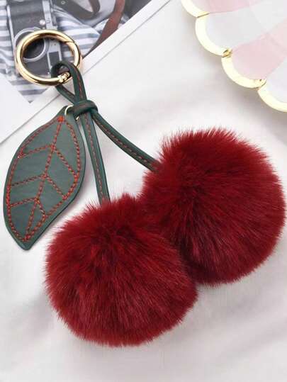 New Plush Cherry Fruit Keychain Car Key Chain Bag Pendant Backpack Decoration Activity Gift Winter