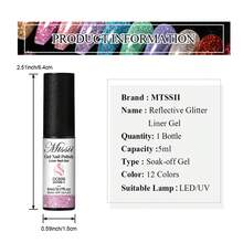 Mtssii 3PCS 5ML Champagne Gold Reflective Glitter Liner Gel Nail Polish Set Pink Silver Black Red Color Bright Sparkling French Semi Permanent Nail Painting UV Gel - 彩色 - 查看 9