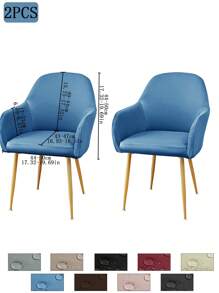 1件/2件/4件/6件装纯色牛奶丝新款弧形薄款座椅套，经典简约设计，防水（非100%防水），防尘，适用于客厅、餐厅、书房等场所，100%涤纶薄款弧形椅套，房间装饰 - 彩色 - 查看 32