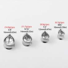 2 chiếc ống xỏ khuyên tai hình giọt nước bằng thép không gỉ chất lượng cao hình giọt nước bằng zirconia, dụng cụ mở rộng lỗ xỏ khuyên tai, đồ trang sức cơ thể, nút tai, dụng cụ kéo giãn - Giọt nước - Xem 10
