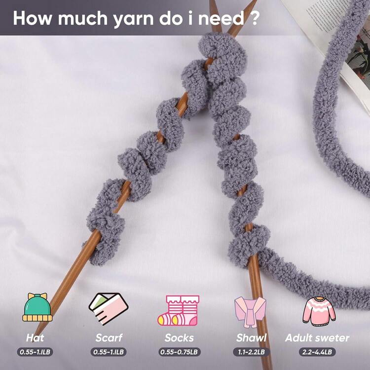 250 克超粗雪尼尔纱 - 柔软厚实的聚酯纤维，适用于 DIY 手工针织，毛绒纹理工艺纱线，适用于毛毯、枕头、宠物床、围巾、帽子 - 多色可选针织用品、针织纱、舒适家纺、纹理工艺材料、蓬松雪尼尔纱 - 彩色 - 查看 4