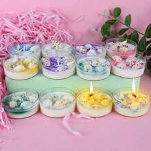 6pcs 5.8cm*5.8cm Shell-Themed Scented Candle Gift Set With Pearl & Glitter Accents - 6 Unique Scents For Romantic Ambiance, Perfect For Valentine's Day & Graduation Gifts Candles With Crystal & Ocean Shell Decor
