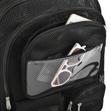Mesh Backpack 36L Large Heavy Duty Casual Daypack For School And Outdoor Activities With Inner Laptop Compartment, Durable Polyester Material - Black PVC-34L - View 5
