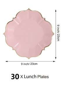 10Pcs/30Pcs-Pack Pink Paper Party Plates With Golden Foil Scalloped Edging For Birthday Wedding (9 Inches) - Pink - View 10