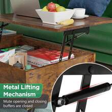 Lift Top Coffee Table With Adjustable Storage And Hidden Compartment Small Wood Coffee Table Center Table For Home Living Room Office Apartment Reception Room,Brown - Brown - View 6