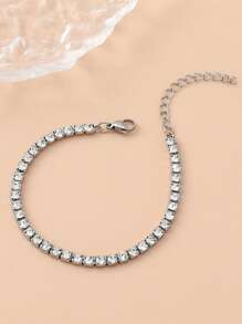 1PC Stainless Steel 18K Plated Zirconia Inlaid Bracelet For Women In French Fashion With Ins Style, Suitable For Parties, Dates, And Office Workers With A Mother Day Gift