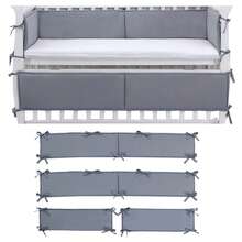 4pcs Baby Crib Bumper Set, Breathable Mesh And Soft Cotton, Crib Rail Cover And Safety Pad, Suitable For Baby And Toddler Bed, White, Pink, Gray, Blue - Multicolor - View 14