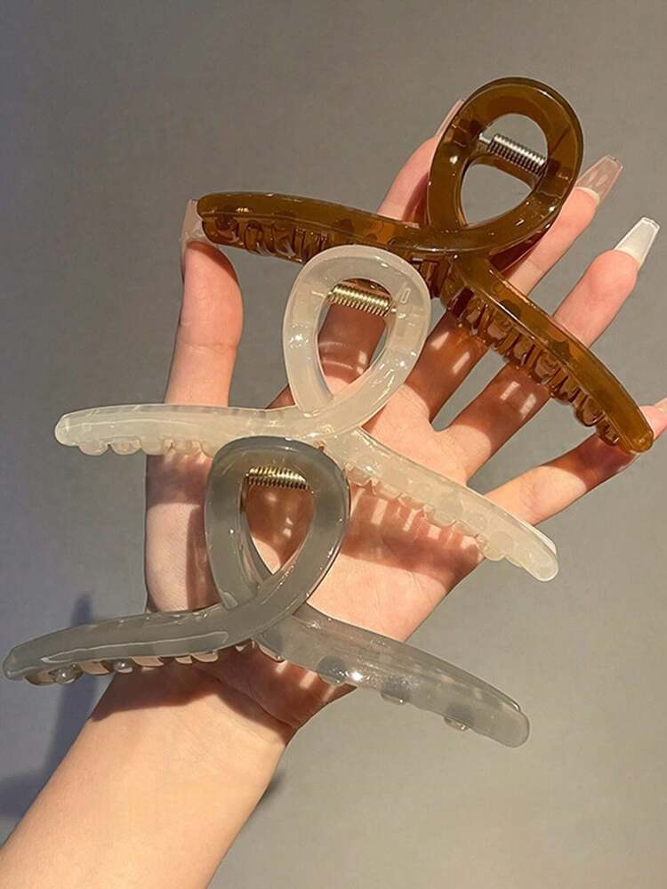 1 套 3 件女士交叉发夹，休闲时尚百搭配饰发饰时尚爪夹女士发夹休闲发夹秋季配饰秋冬度假装女士 - 彩色 - 查看 1