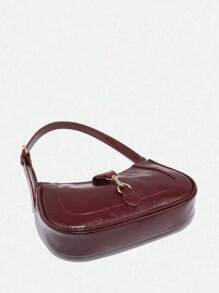 新款多功能单肩包，采用耐用PU材质，配有搭扣和拉链双重闭合设计，适合女性通勤和腋下携带，适用于日常通勤、购物和聚会等场合。 - 紅色 - 查看 4