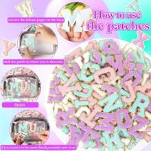 MXSelfAdhesive Chenille Letters Patches: 104PCS MixedColors Preppy Letter Patches Stickers Varsity Initial Patch For Clothing Backpacks Makeup Bags4131 - 104混色雪尼爾字母 - 查看 3