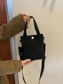 1 件灯芯绒单肩包轻便迷你斜挎包街头时尚手提包女士钱包钱包钱夹 - 彩色 - 查看 16